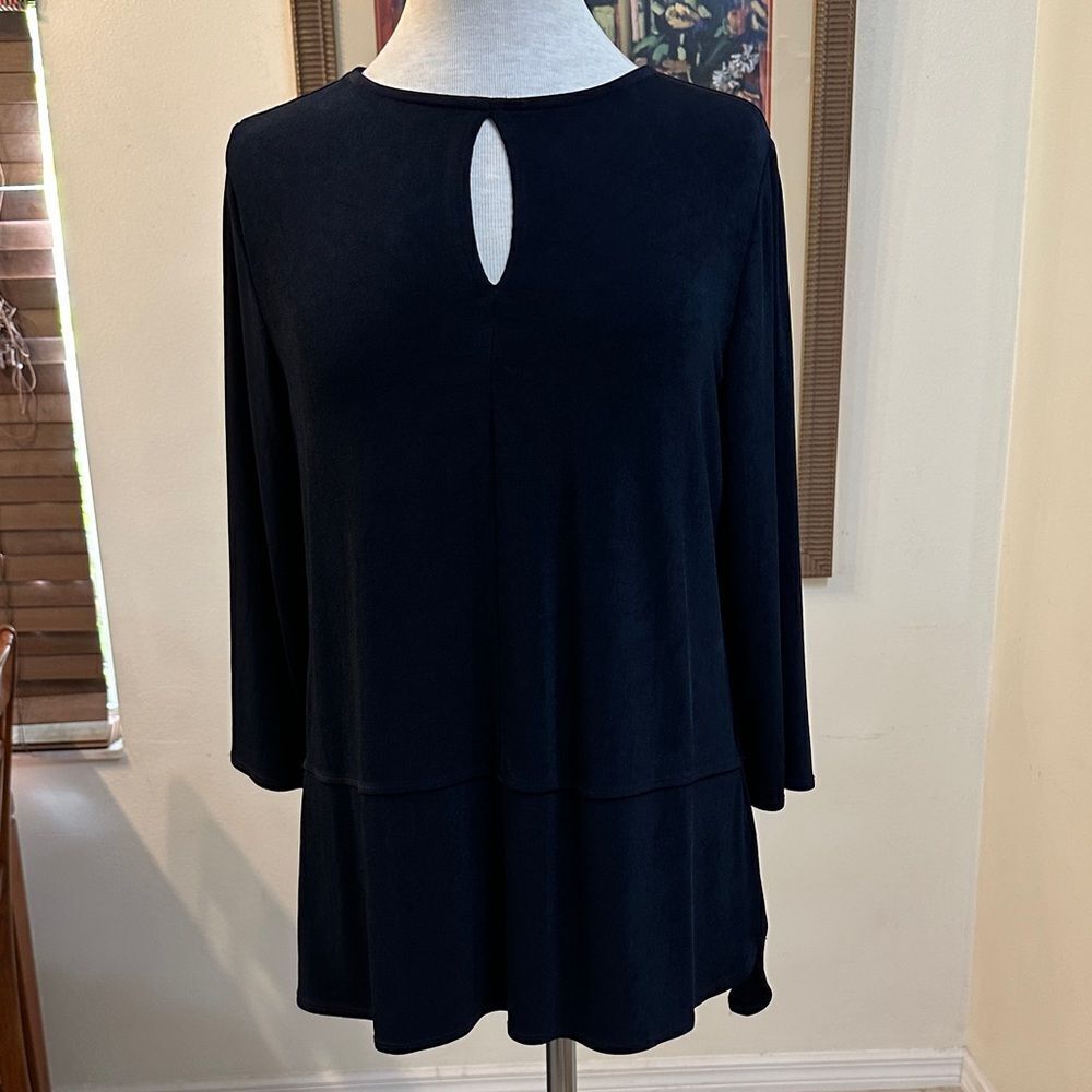 Chico’s Travelers Navy Blue Women's Tunic Top Size 1 = Medium